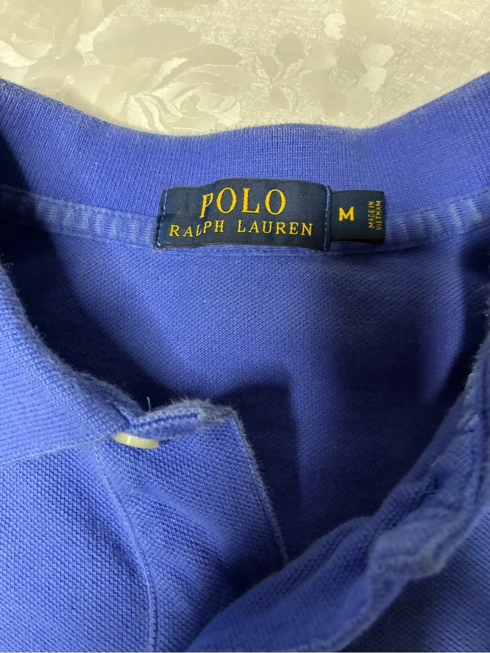 Vintage Polo Ralph Lauren Shirt Mens M Blue Short Sleeve Preppy Orange Pony Prep